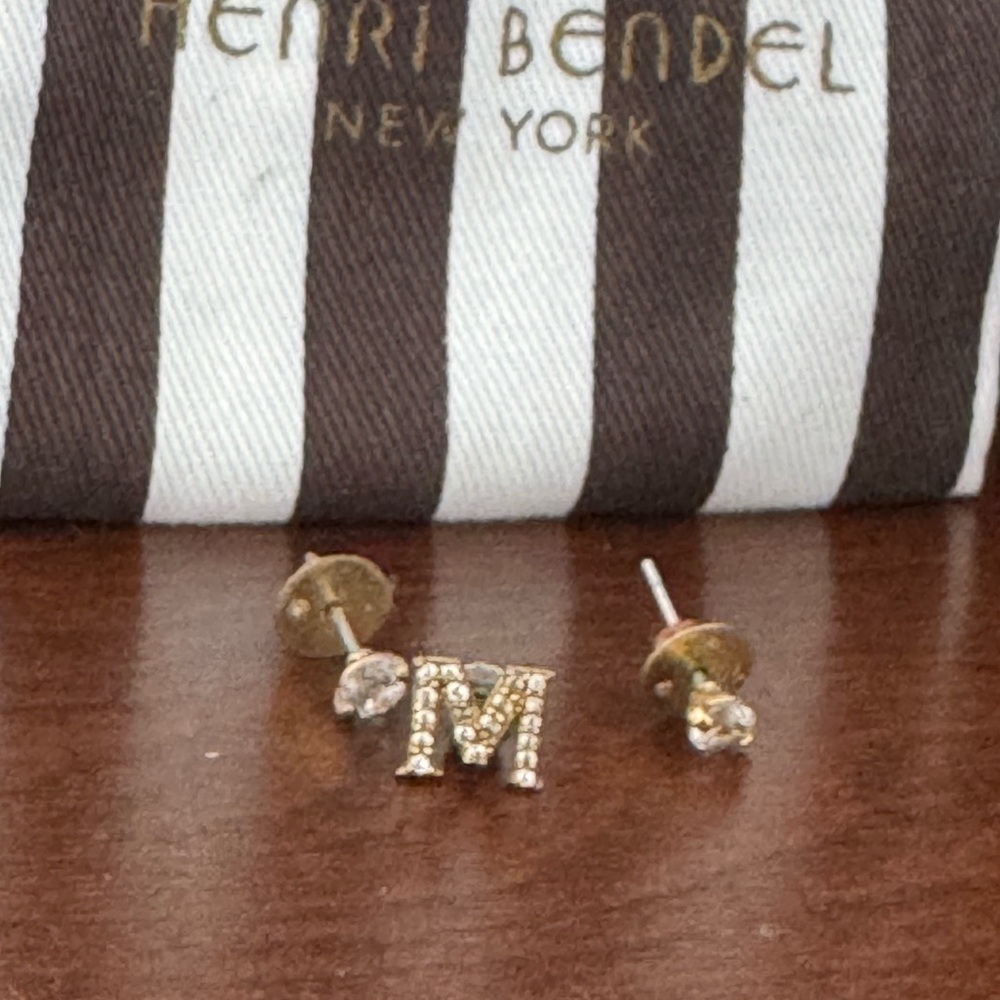 Henri Bendel Gold Initial M Earrings
